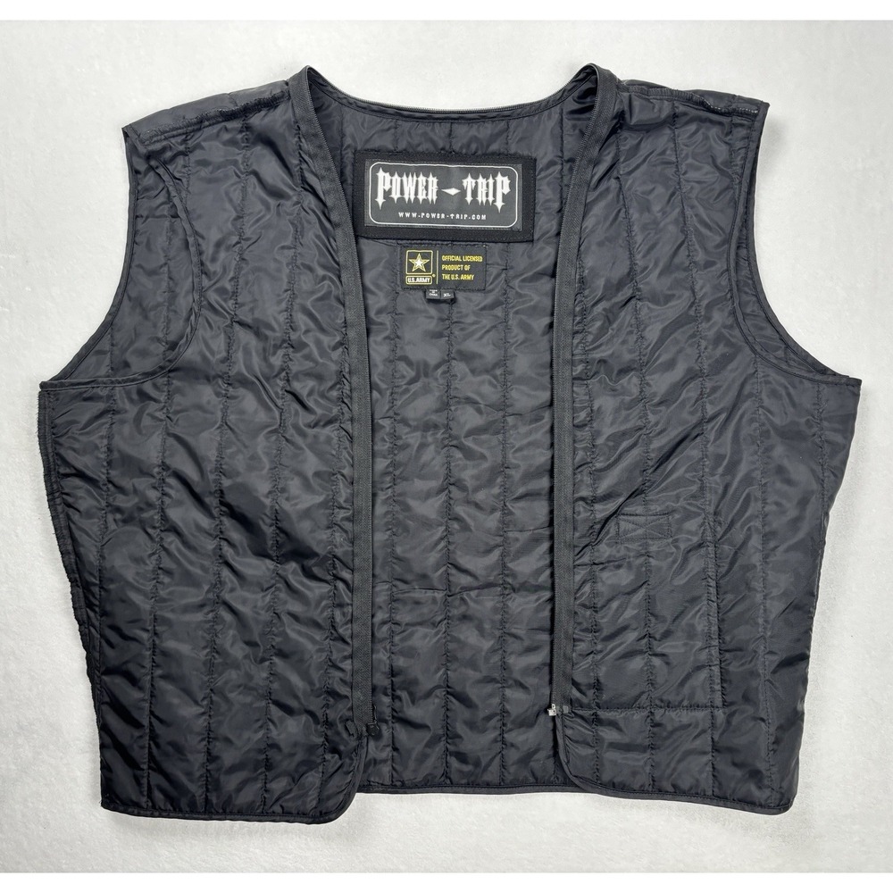 Power Trip Quilted Military Liner Vest Black XL U.S. Army Broken‎ Zipper